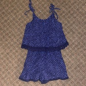 XS Aerie shoulder tie, blue/nave romper